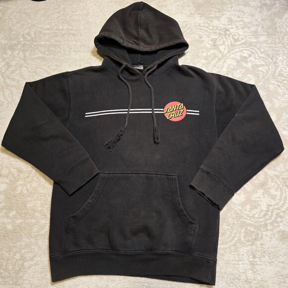 Santa Cruz Skateboard Black Hoodie Mens S Or Womens M Double Sided graphics Used - Picture 1 of 14